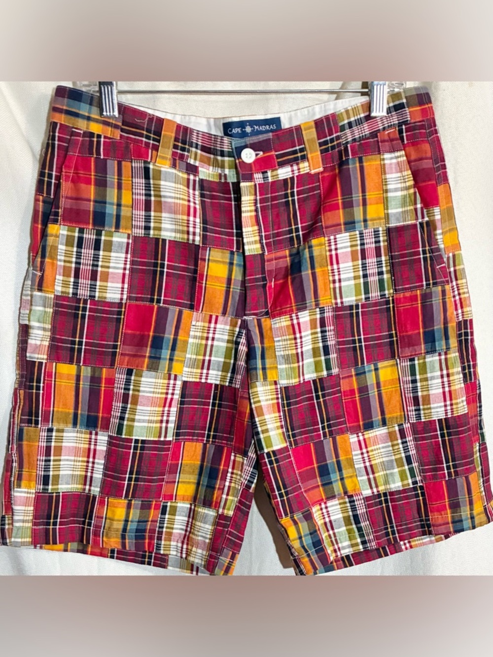 Cape Madras Patchwork Shorts Sz 8 Pockets Maine Cotton Preppy Trendy tiny Flaw